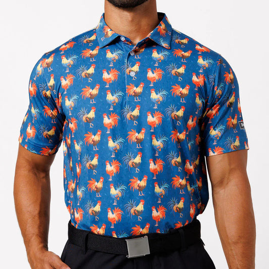 Cocky Rooster Men's Polo - Navy