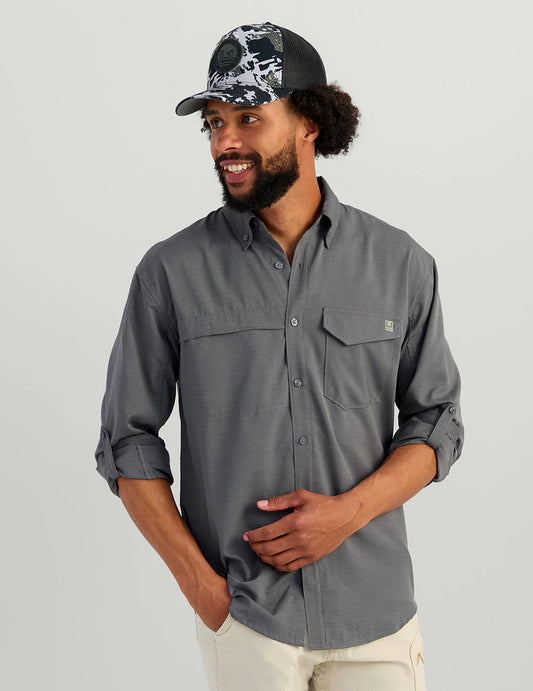 Tide Point Heathered Ripstop Button-Down Black