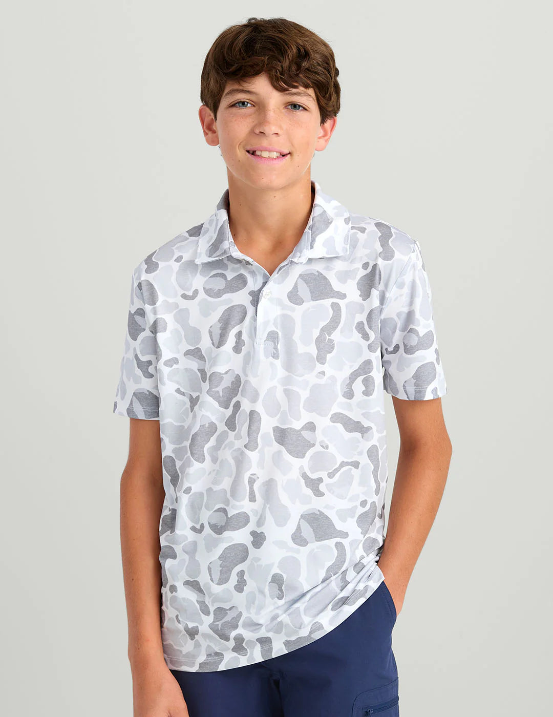 Kids KC Pursuit Performance Polo White Camo