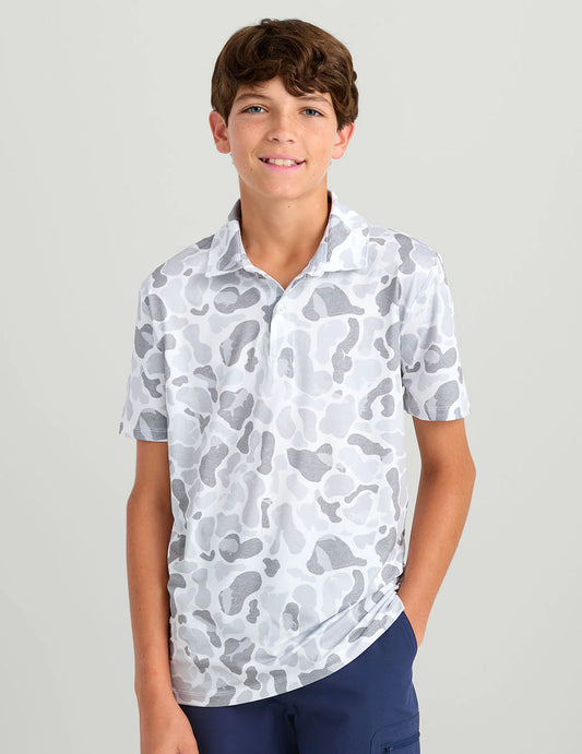 Kids KC Pursuit Performance Polo White Camo