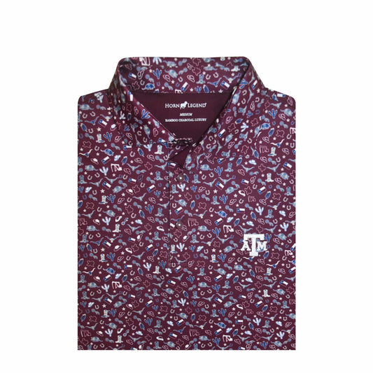 Texas A&M Maroon State Inspired Print Polo