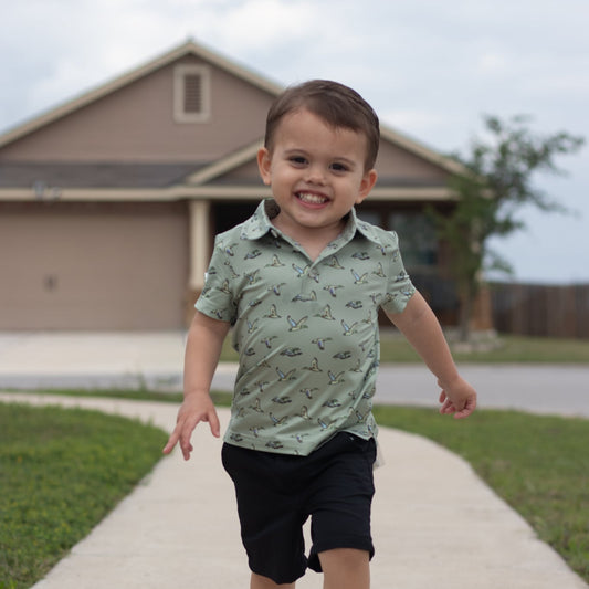 Youth Performance Polo - Flying Ducks Green