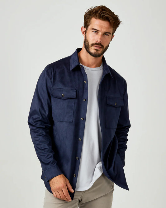 Suede Over Shirt - Navy