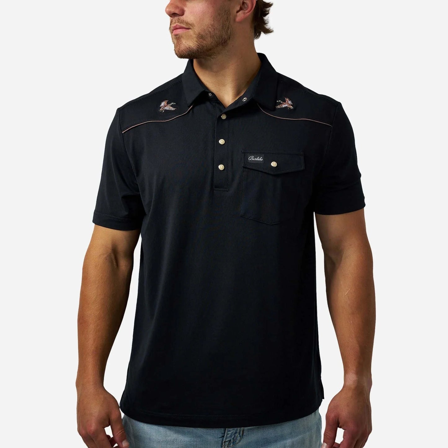 Pearl Snap Performance Polo - Mallards - Black