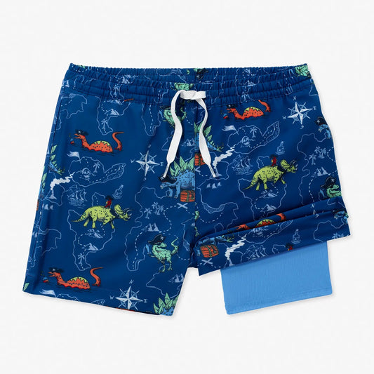Boys Lined Classic Swim Trunk - The Rex Marks The Spots