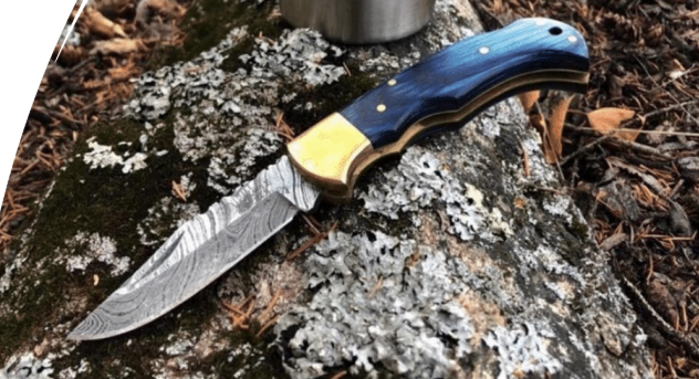 Azul Damascus Folder with Sheath 018